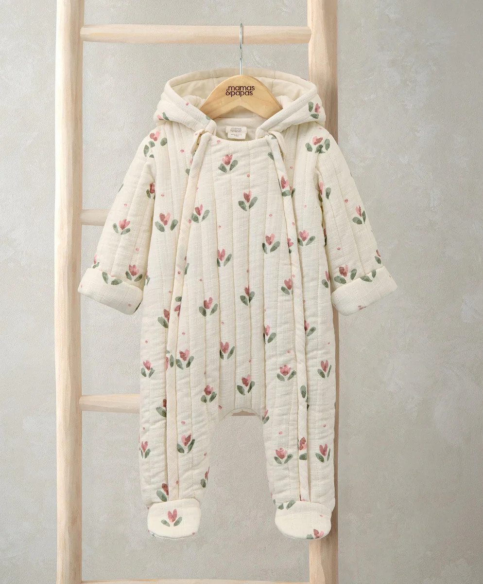 Tulip Print Pramsuit - Cream | Mamas & Papas