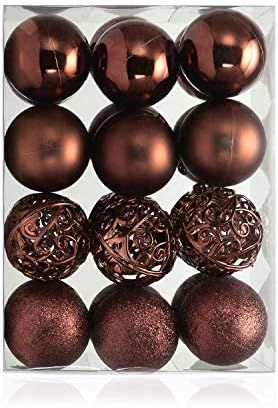 AMS 2.36''/60mm 24ct Christmas Balls Hollow Out Carved Tree Pendants Shatterproof Ornaments Seaso... | Amazon (US)