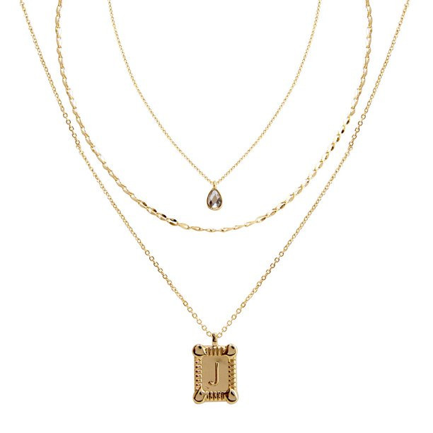 Seren Jewelry Initial Letter "J" Gold Pendant Necklace Set for Women, 3 Pieces - Walmart.com | Walmart (US)