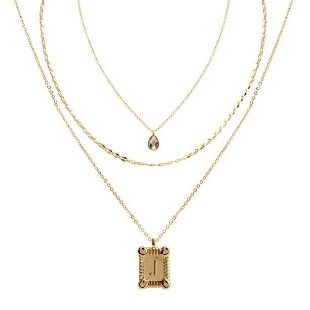 Seren Jewelry Initial Letter "J" Gold Pendant Necklace Set for Women, 3 Pieces - Walmart.com | Walmart (US)
