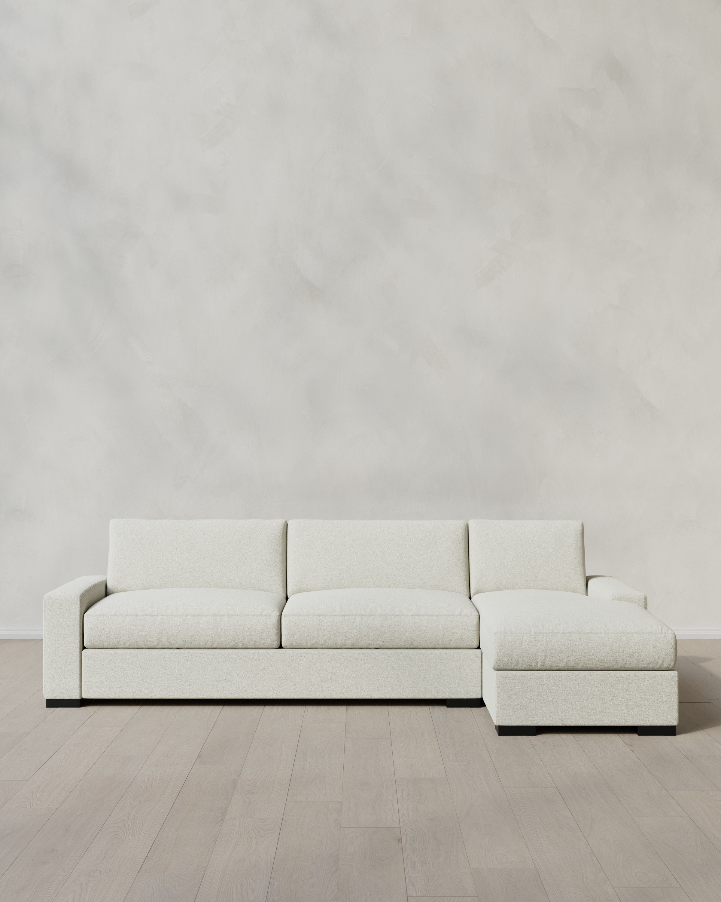 Quince | Stillman Chaise Sectional in Performance Basketweave in Ivory, Size 116"" Right Arm, Polyester | Quince