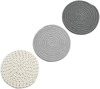 Potholders Set Trivets Set 100% Pure Cotton Thread Weave Hot Pot Holders Set (Set of 3) Stylish C... | Amazon (US)