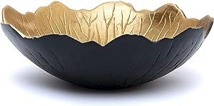 Leaf Bowl for Serving Fruits, Appetizers - Black & Gold - Elegant Home Decor Centerpiece Servewar... | Amazon (US)