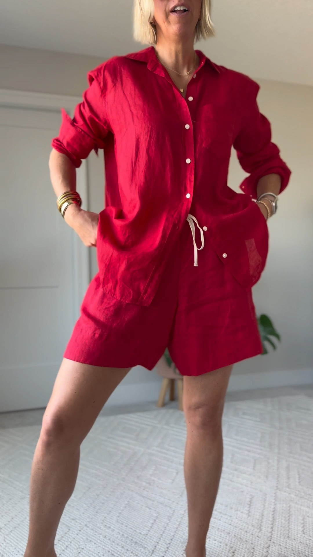 This matching linen set is perfect
For every day, can be worn as separates, as a cover-up on vacation. This set comes in lots of colors and also tall sizes.👏🏻
I’m wearing a tall in the top & shorts (I’m 5’10”)

#LTKSummerEdit #LTKOver40 #LTKFindsUnder50