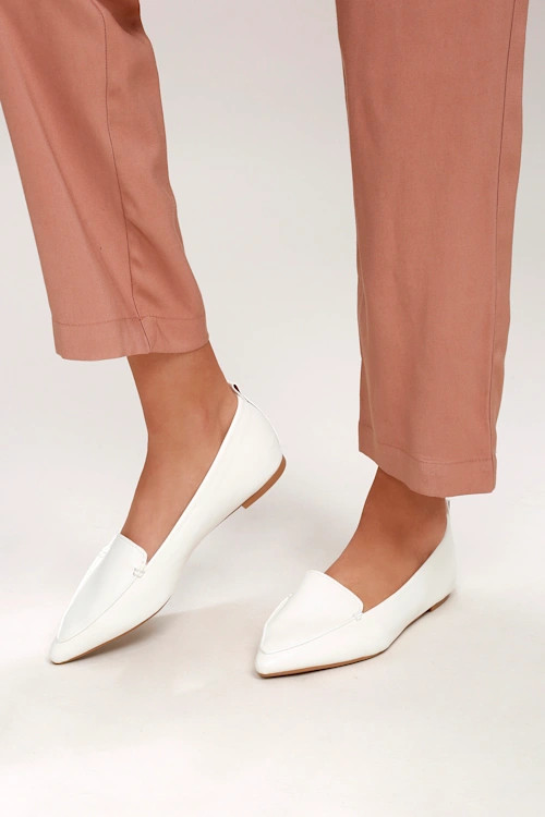 Emmy White Pointed Loafers | Lulus (US)