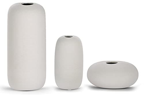 Toopeet Small Vase Set (Ceramic), Rustic Home Decor, Milky , Set of 3 Vases | Amazon (US)