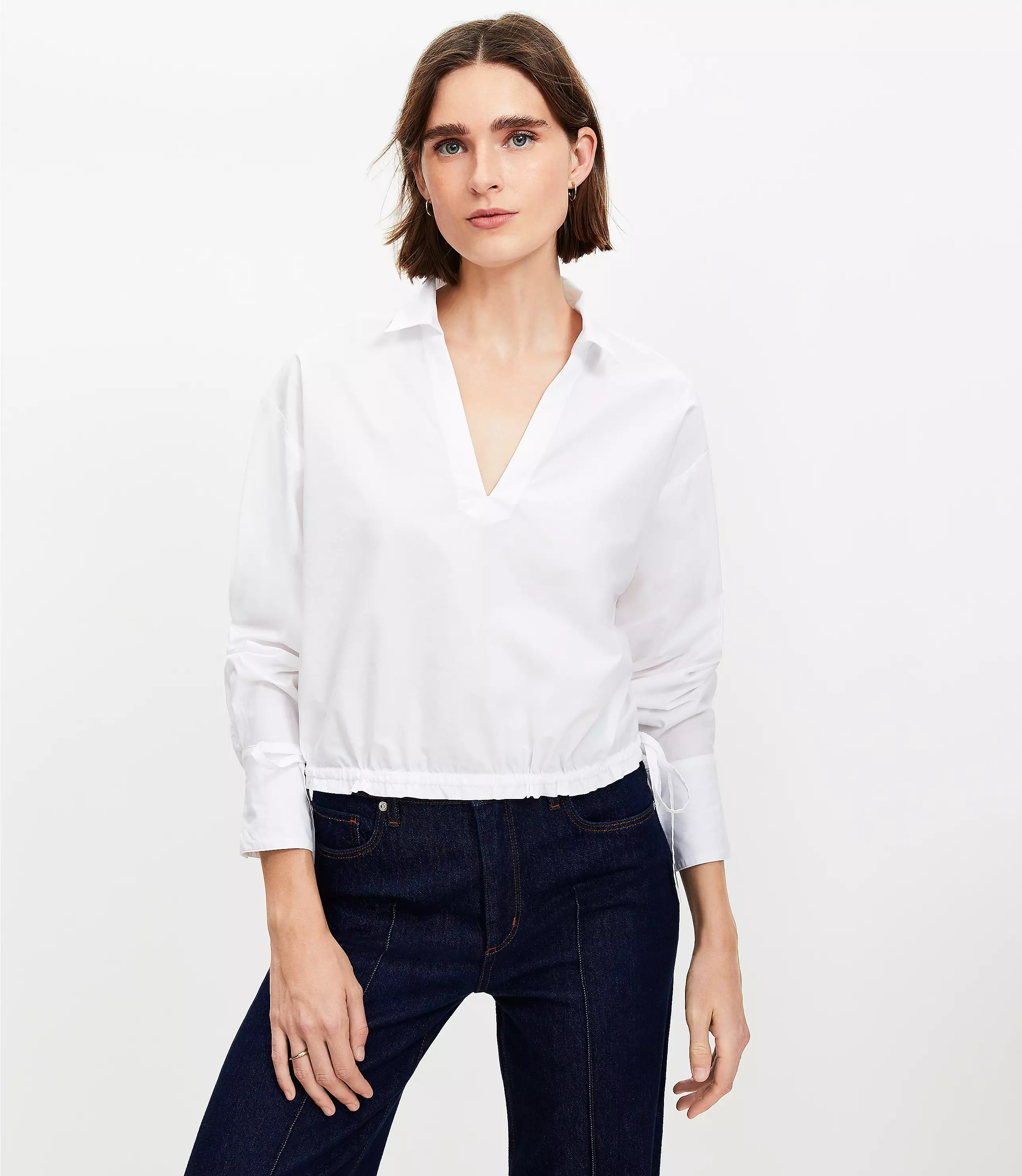 Poplin Side Tie Shirt | LOFT