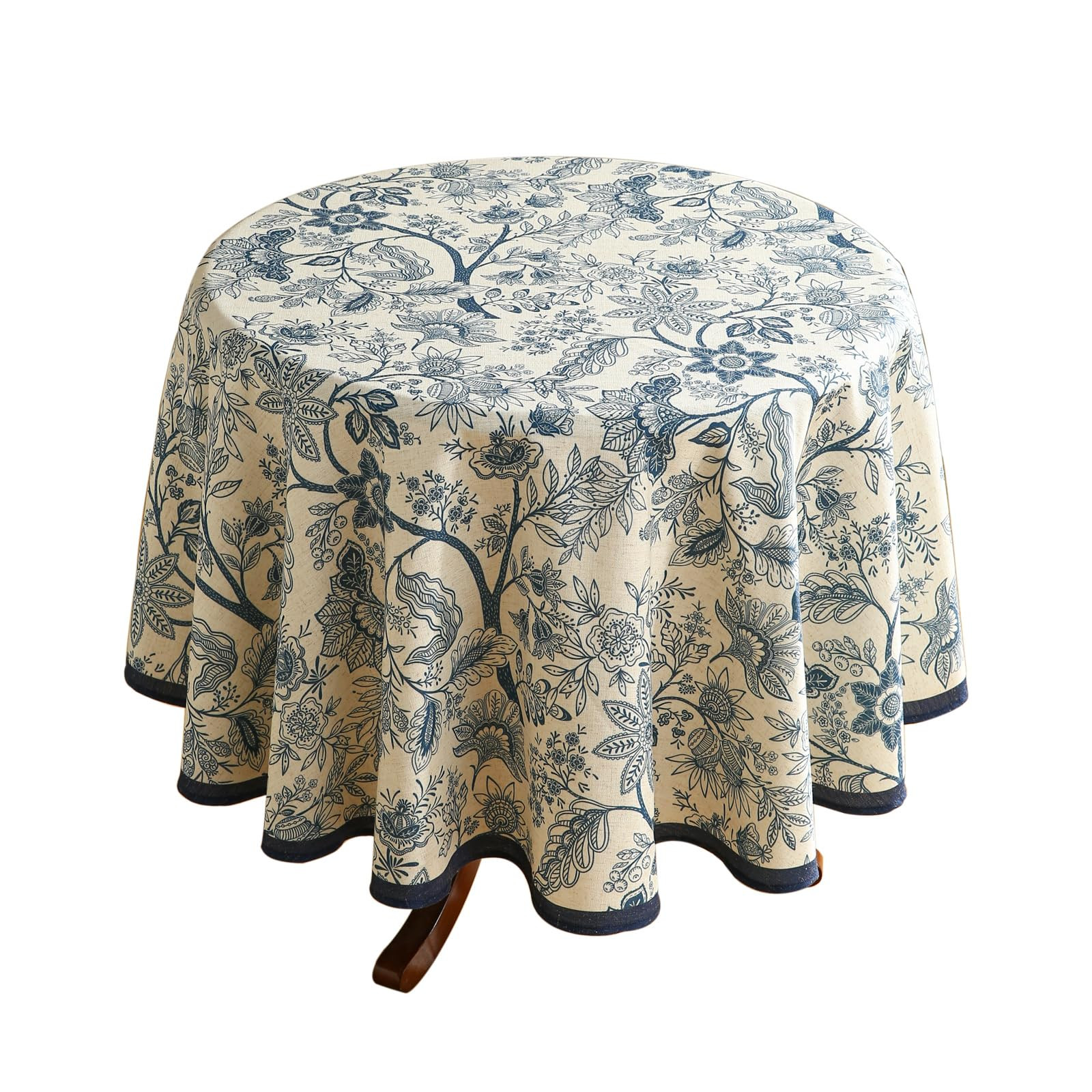 ISAENNE Designer French Linen Small Round Tablecloth,Blue Floral Washable Indoor Table Cloth,Dura... | Amazon (US)