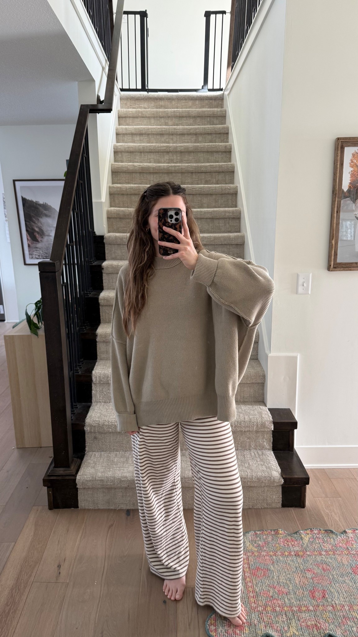 wearing a small in sweater (color plaza), fits oversized! Sized up in pants, wearing a medium! 

Postpartum, mom outfit 

#LTKootd