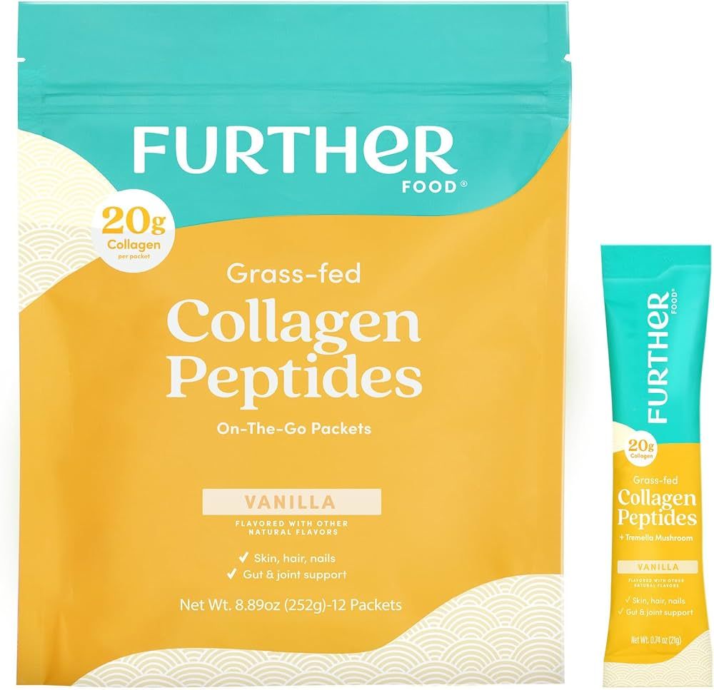 Further Food Vanilla Collagen Peptides Powder Stick Packs, Grass-Fed Pasture-Raised Hydrolyzed Ty... | Amazon (US)