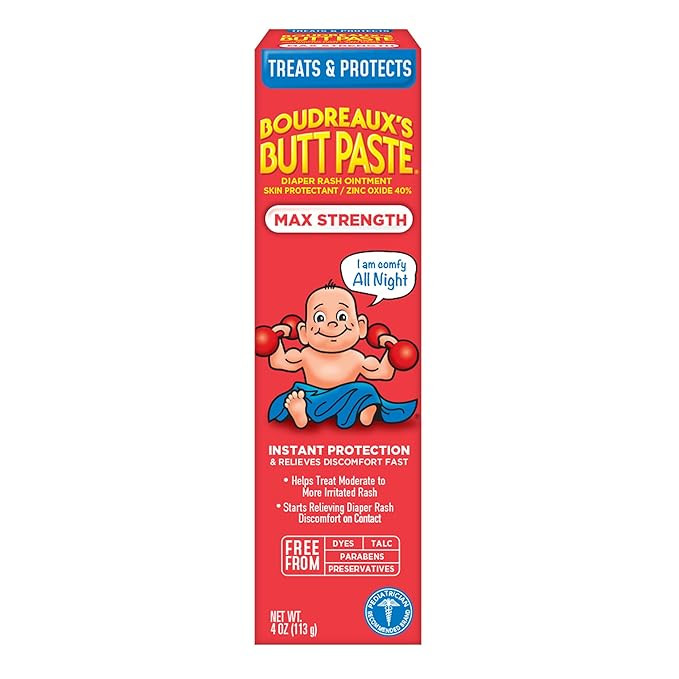 Boudreaux's Butt Paste Maximum Strength Diaper Rash Cream, Ointment for Baby, 4 oz Tube | Amazon (US)
