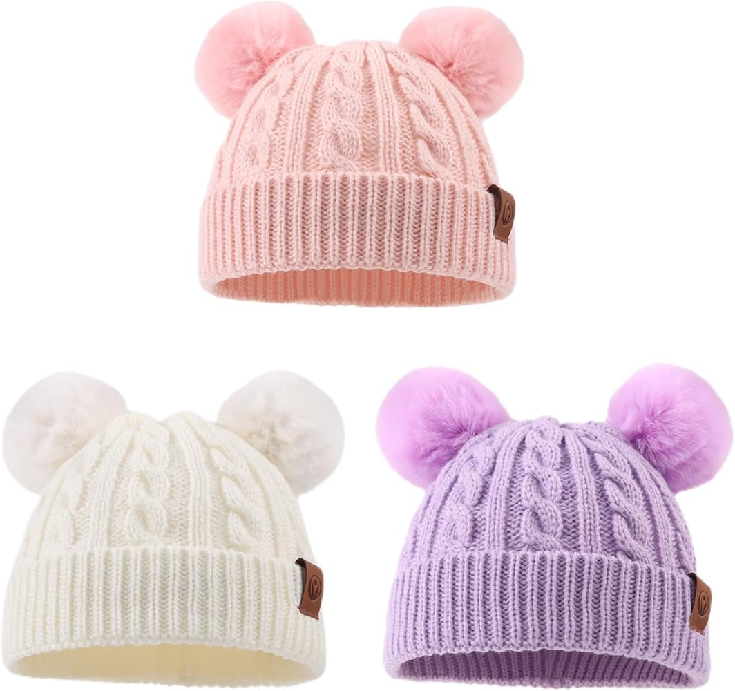 PESAAT Warm Toddler Girl Beanie Knit Winter Hats for Kids Twist Baby Boys Girls Hat 1-4 Years | Amazon (US)