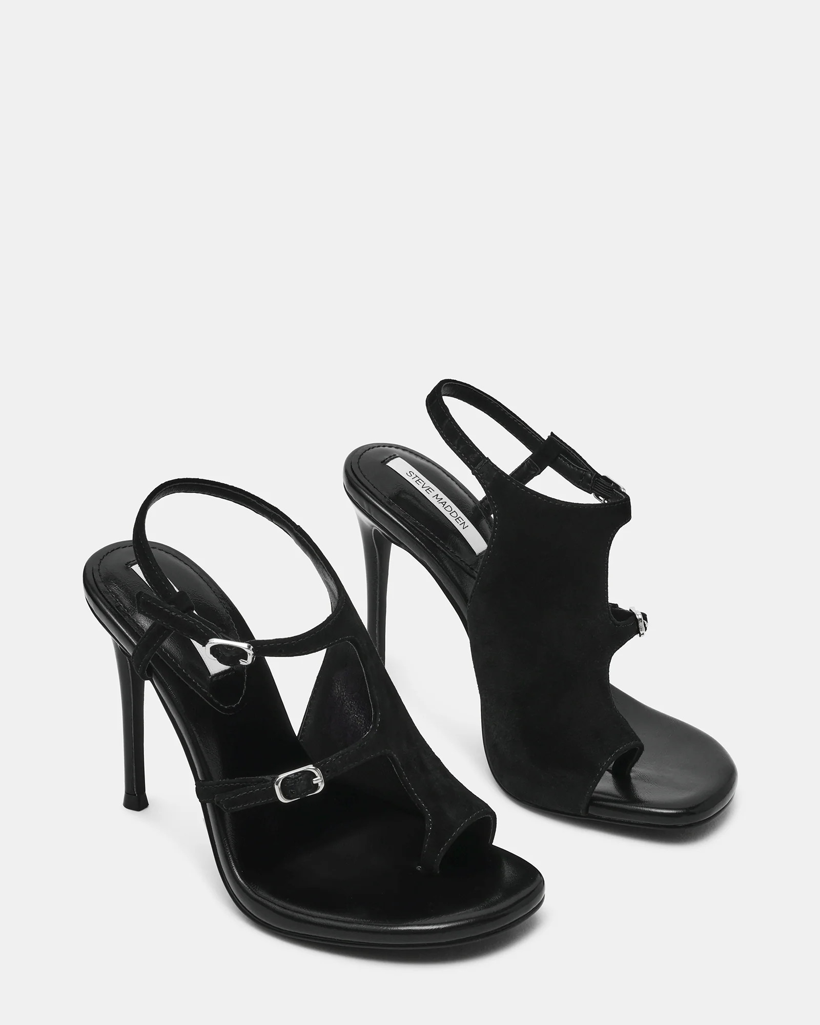 TALLIE Black Suede Thong Toe-Strap Stiletto Women's Heel | Steve Madden (US)