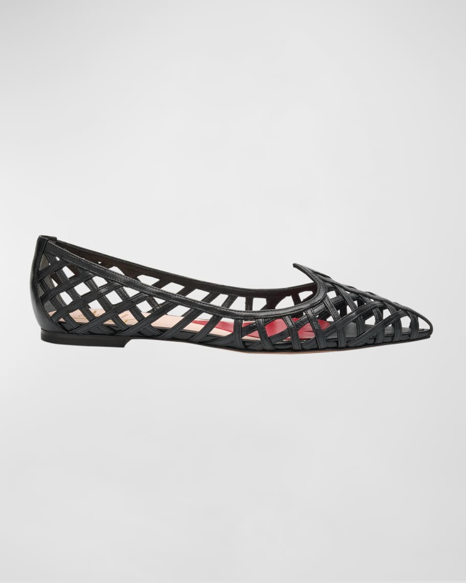 Roger Vivier I Love Vivier Leather Caged Ballerina Flats | Neiman Marcus