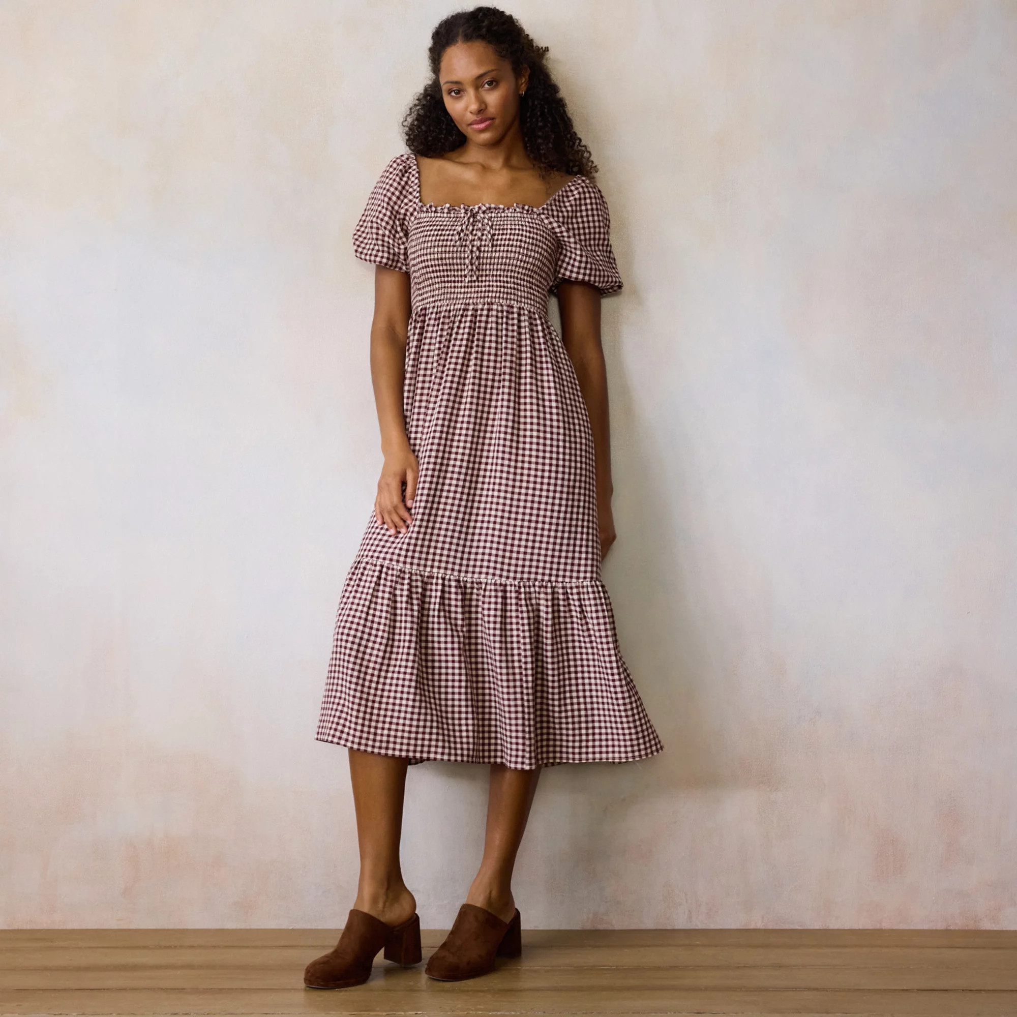 Women's LC Lauren Conrad Smocked Bodice Bubble Sleeve Midi Dress | Kohl's