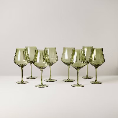 Set of 8 20oz Wine Glasses Green - Hearth & Hand™ with Magnolia | Target