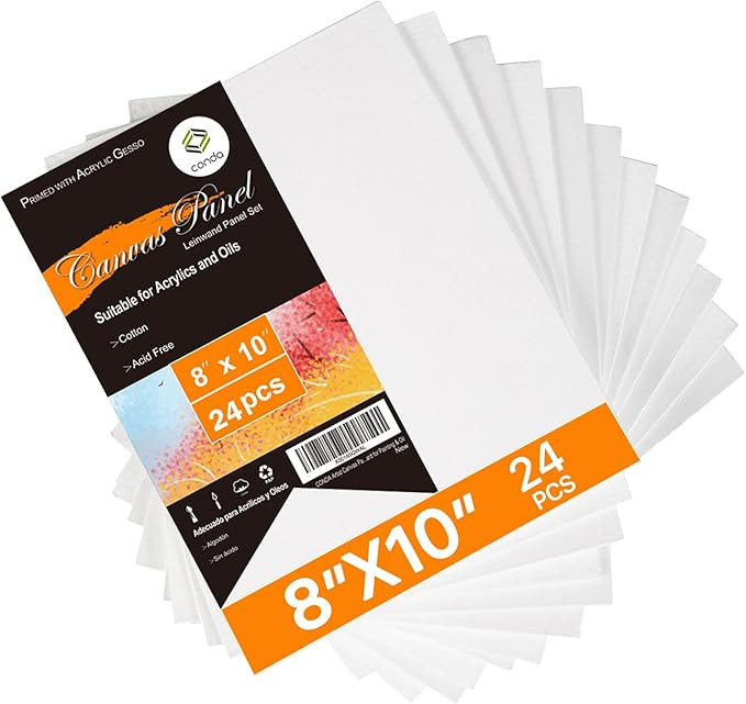 CONDA Canvas Boards for Painting, 8 x 10 inch, 12 Pack, 100% Cotton Canvas Panels, White Blank Ca... | Amazon (CA)
