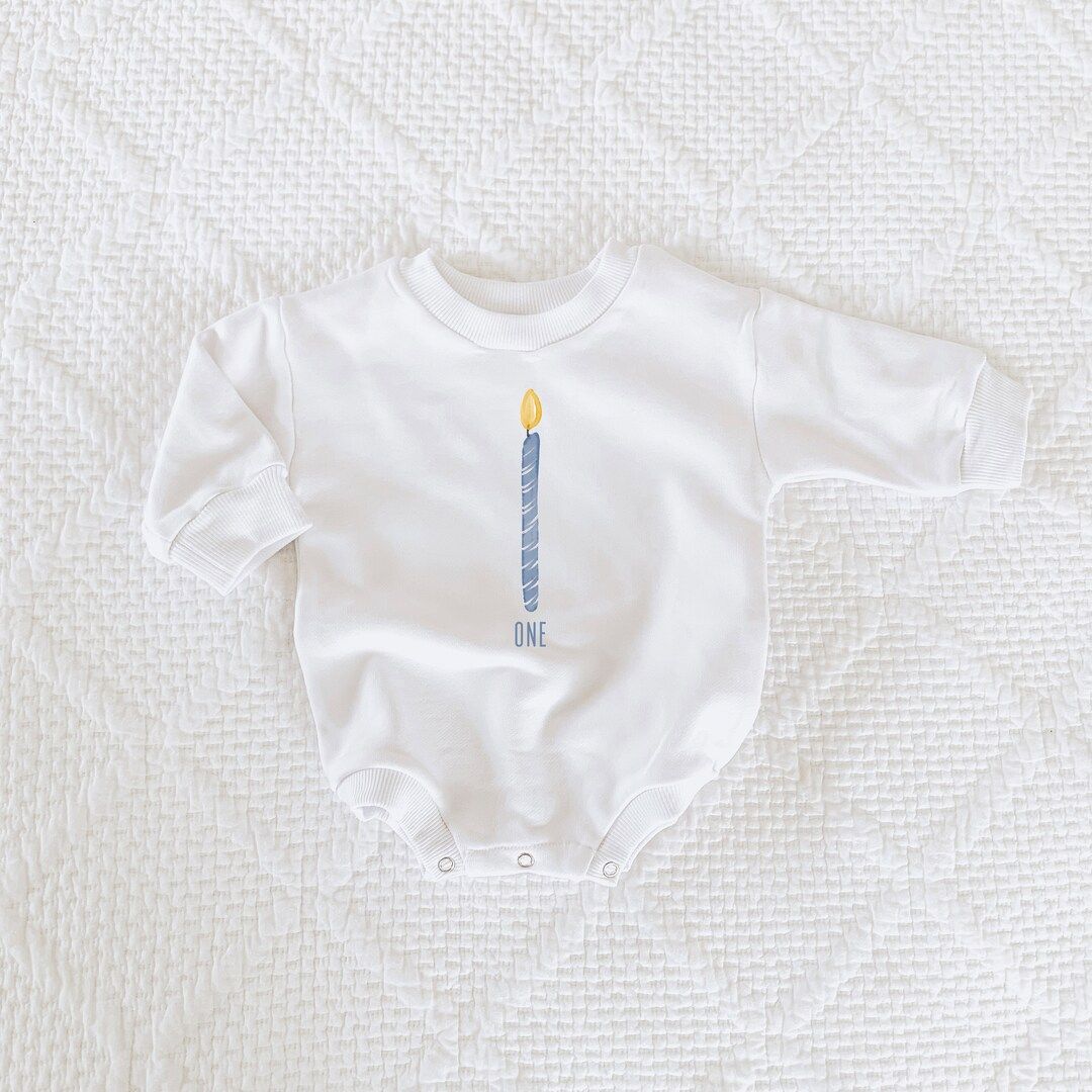 First Birthday Sweatshirt Romper, Birthday Candle Shirt, Candle Romper, 1st Birthday Outfit, Firs... | Etsy (US)