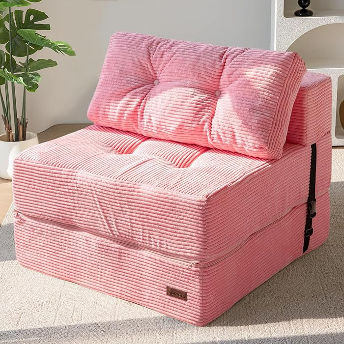 MAXYOYO Folding Sofa Bed, Convertible Sofa Bed, Pink | Amazon (US)