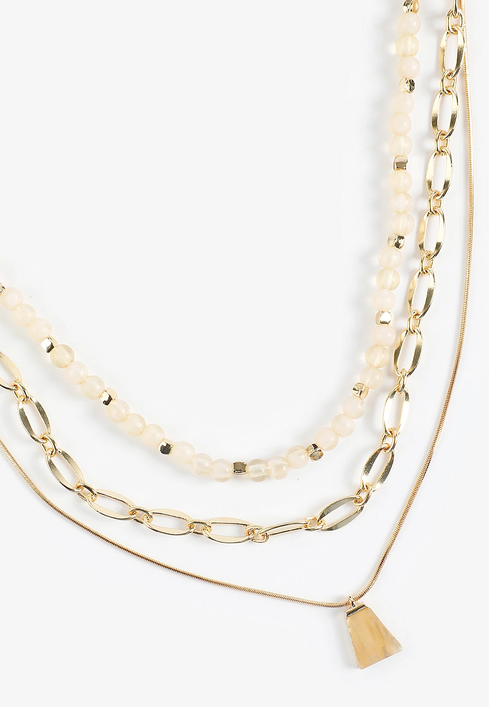 Neutral Beaded Layered Necklace | Maurices
