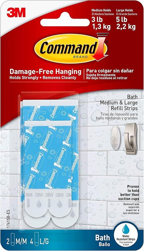 Command Bath Water-Resistant Adhesive Refill Strips, Re-Hang Medium and Large Bath Hooks or Caddi... | Amazon (US)