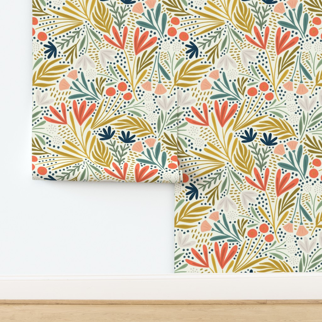 3498Henrietta floral (light) Wallpaper byamy_maccready | Spoonflower