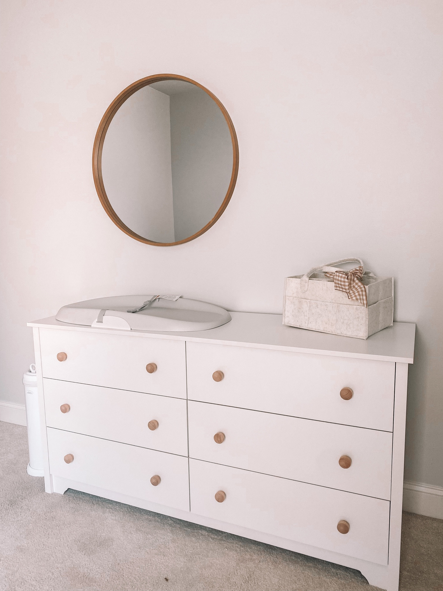 Baby girls nursery coming together! Nursery dresser | nursery set up | baby station | changing station nursery 