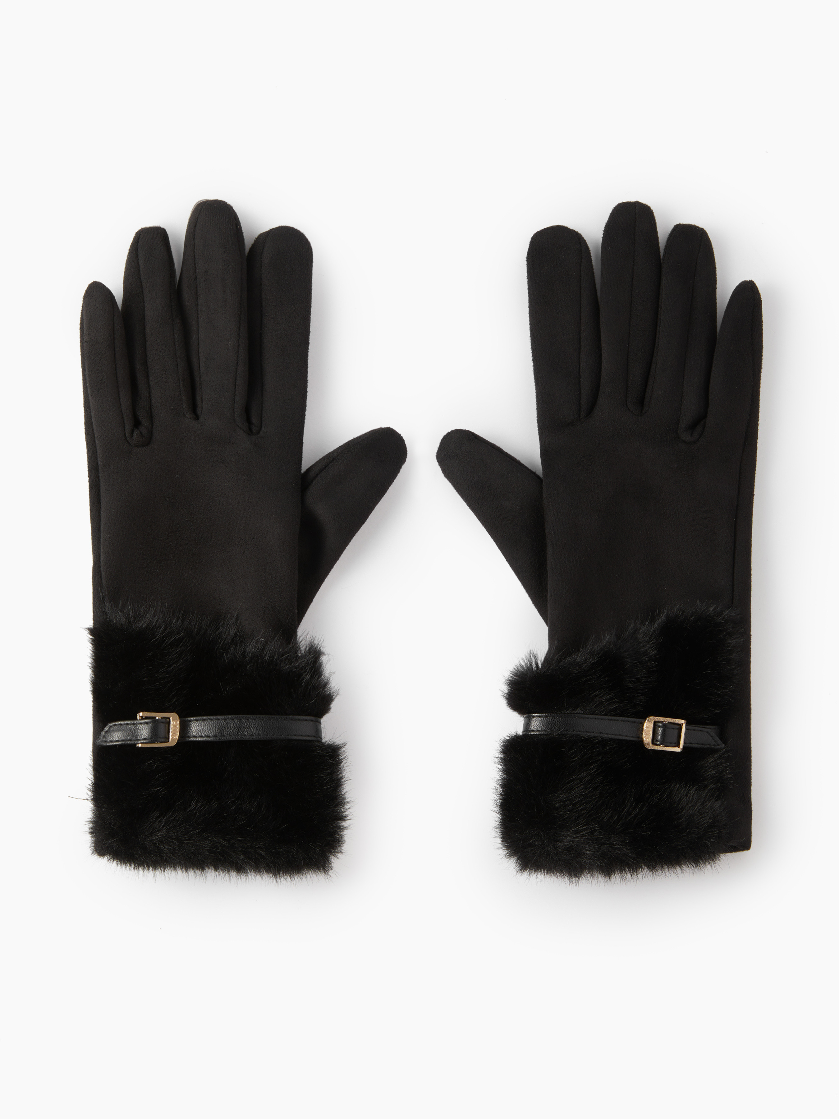 FUR-LOOK BUCKLE FAUX SUEDE GLOVES For Daily Casual | Cider
