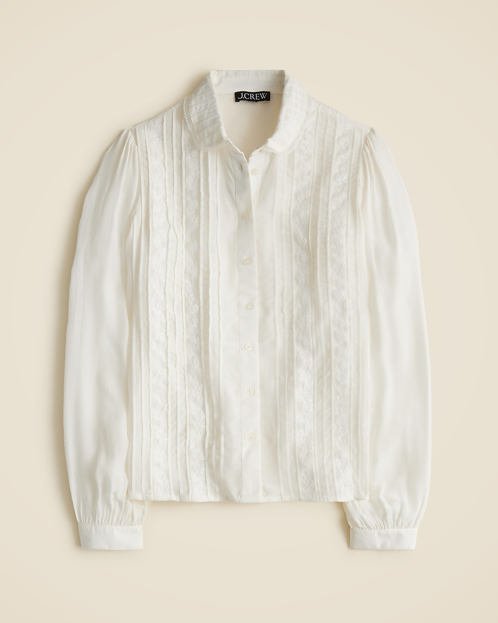 Lace-trim button-up shirt with club collar | J. Crew US
