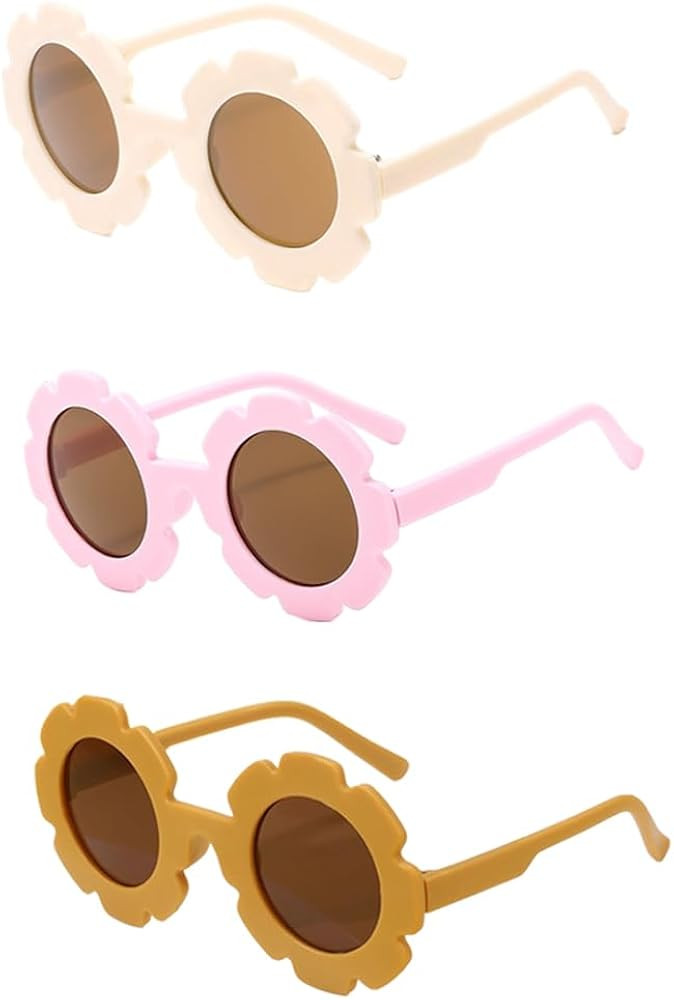 3 Pcs Girls Round Flower Sunglasses Girls Flower Shaped Cute Sunglasses for kids Gift Colorful Ey... | Amazon (US)