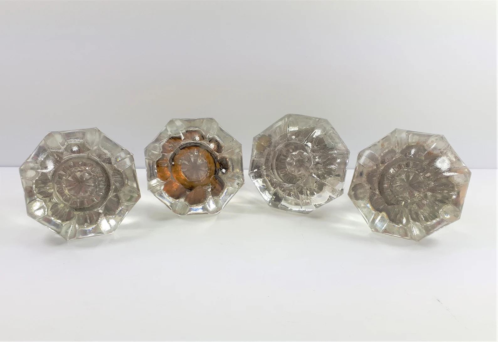 Vintage Salvaged Glass Door Knob Architectural Salvage Door Knob Facetted Glass Brass | Etsy (US)