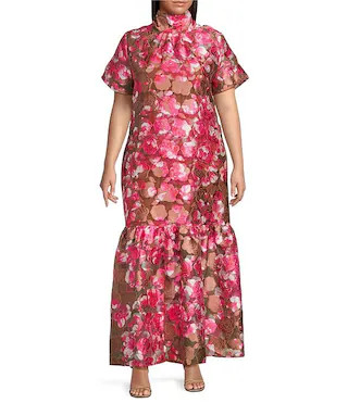 Sugarlips Plus Size Mersin Floral Printed Organza Overlay Long Camisole Maxi Dress | Dillard's | Dillard's