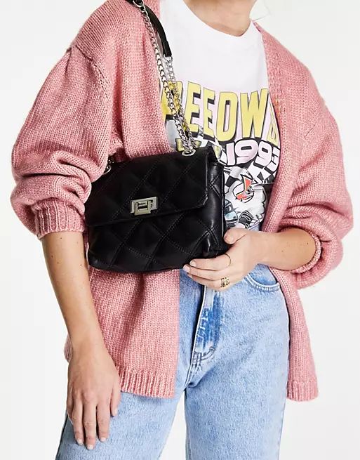 Stradivarius quilted cross body bag in black | ASOS (Global)