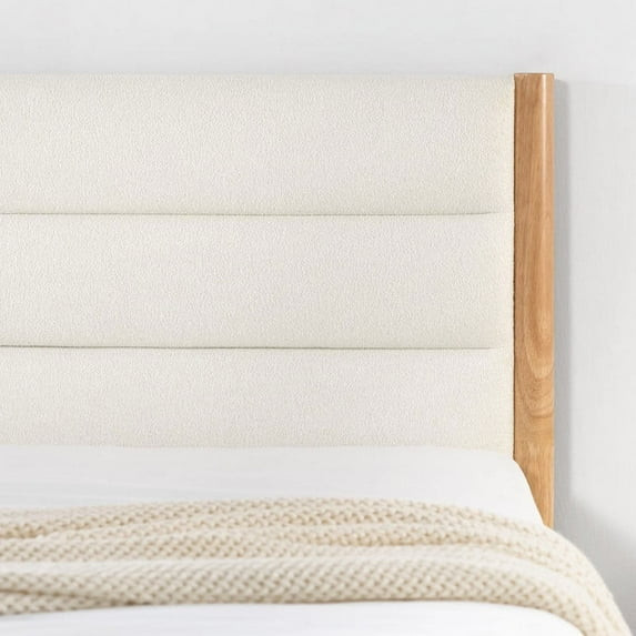 CHITA Queen Size Upholstered Platform Bed Frame with Headboard Boucle Fabric Style,Cream | Walmart (US)