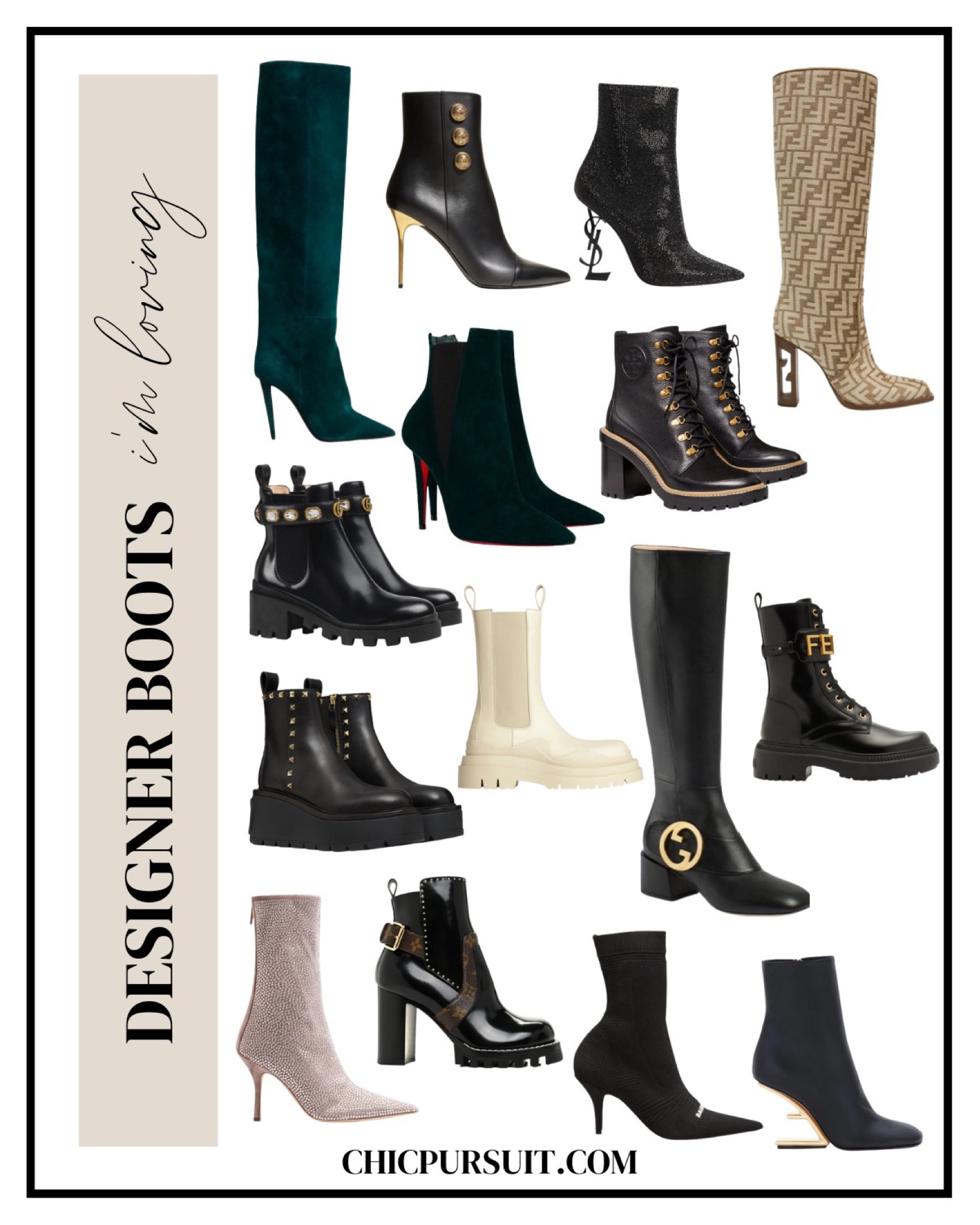 Designer boots edit, autumn winter, outfit inspiration , shoes, what I’ve bought and loved, Christian Louboutin, knee high boots, Balmain, Gucci, Ankle boots, Saint Laurent , Lug sole boot, Bottega Veneta, Diamante boots, Fendi biker boots

#LTKSeasonal #LTKstyletip #LTKeurope