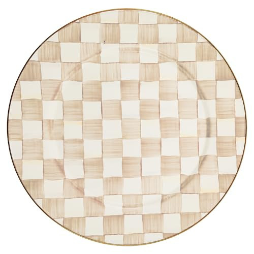 MACKENZIE-CHILDS Enamel Serving Platter, Decorative Serving Platter for Food, 16 Inches, Brown-and-White Mocha Check | Amazon (US)