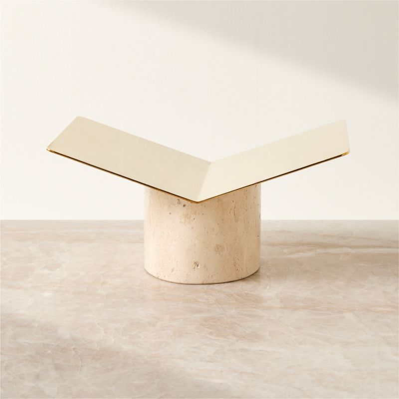 Aimes Brass and Travertine Bookstand + Reviews | CB2 | CB2