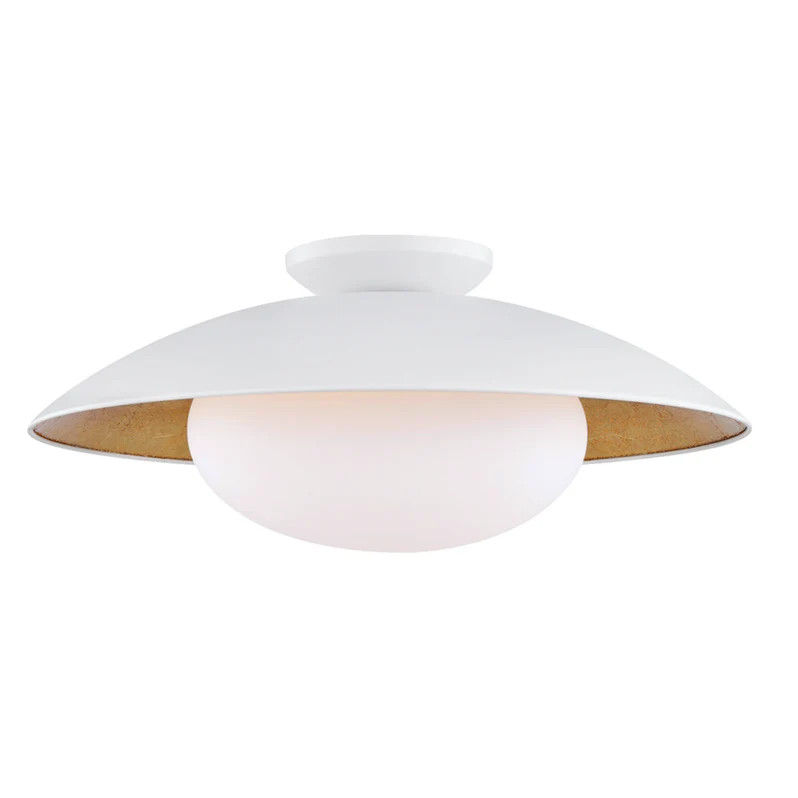 Cadence One Light Semi Flush Mount White Lustro/Gold Leaf Combo | Lighting Design
