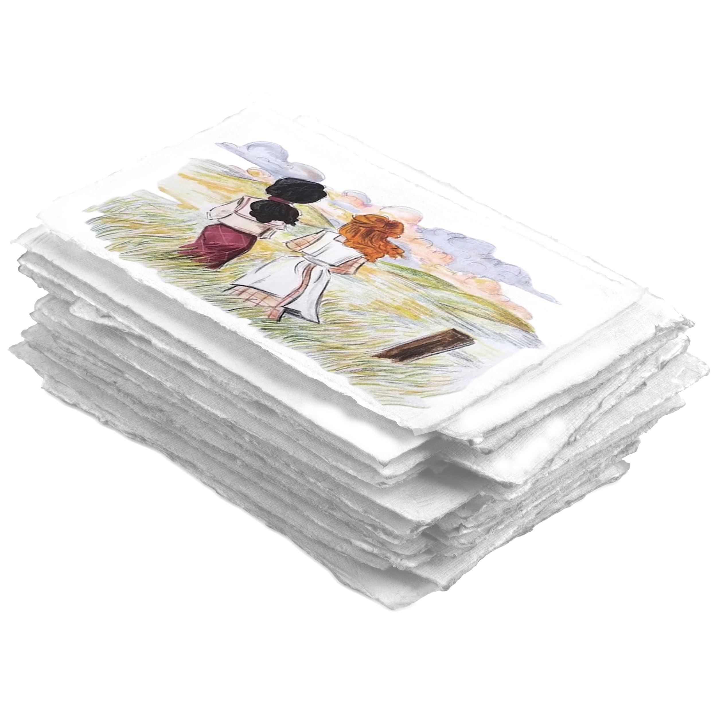 Wanderings Thick Handmade A6 Size Watercolor Paper with Deckle Edge - 4x6-300GSM - Premium White Cold Press Textured Mixed Media Paper Made with Recycled Cotton - 25 Loose Leaf Sheets | Amazon (US)