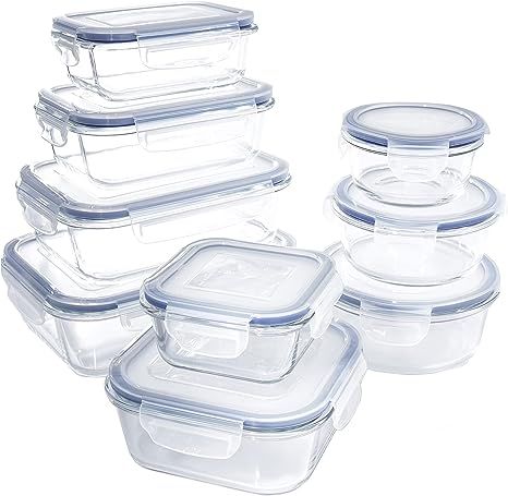 1790 Glass Food Storage Containers with Lids - 9 Pack - Glass Meal Prep Containers, Airtight Glas... | Amazon (US)