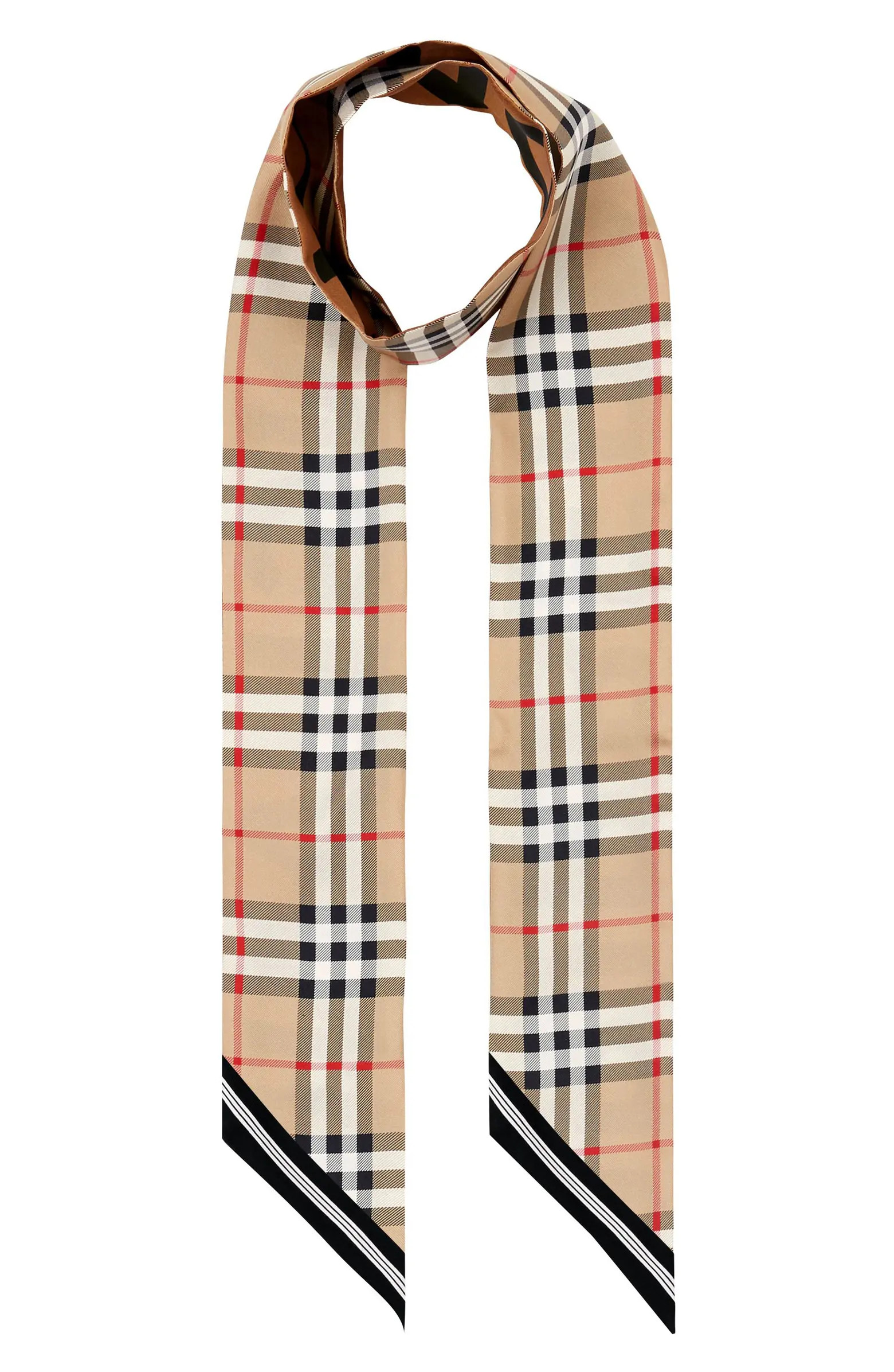 Burberry Vintage Check Mulberry Silk Skinny Scarf | Nordstrom | Nordstrom