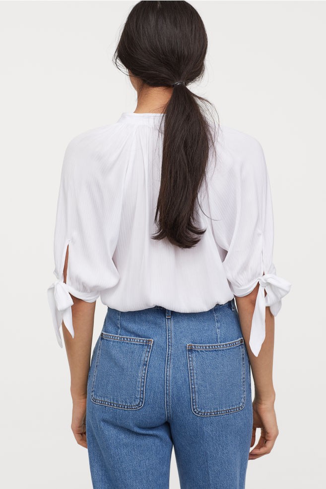 Blouse with Tie Sleeves | H&M (US + CA)