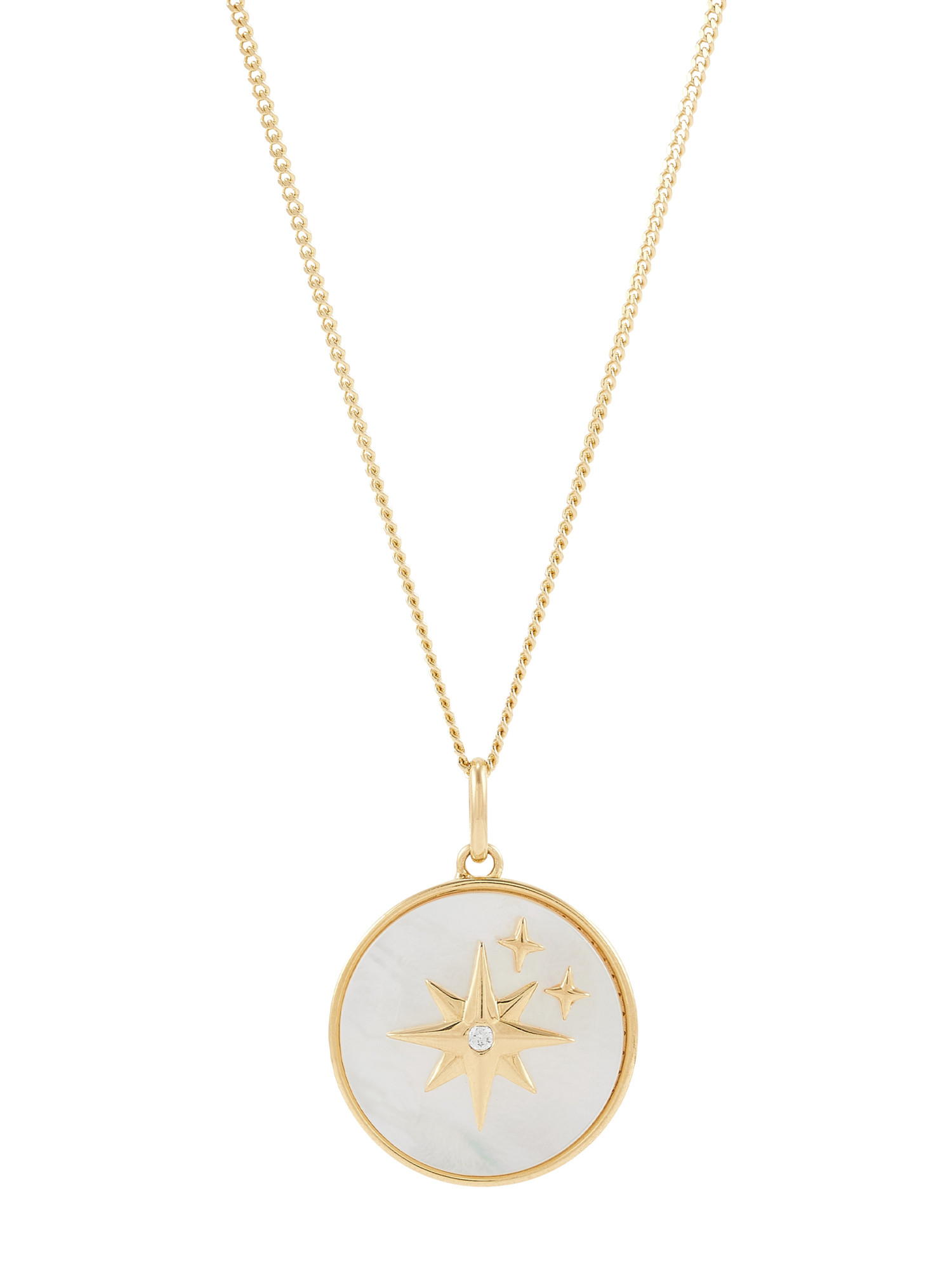Brilliance Fine Jewelry Mother of Pearl North Star Pendant in Sterling Silver and 14KT Gold Plate | Walmart (US)