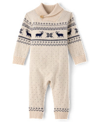 Baby Boys Long Sleeve Reindeer Fairisle Shawl Collar Sweater Jumpsuit - Homegrown by Gymboree - C... | Gymboree