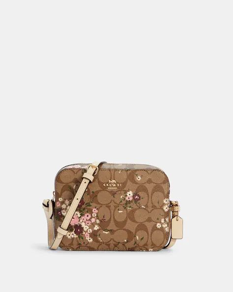 Mini Camera Bag In Signature Canvas With Evergreen Floral Print | Coach Outlet