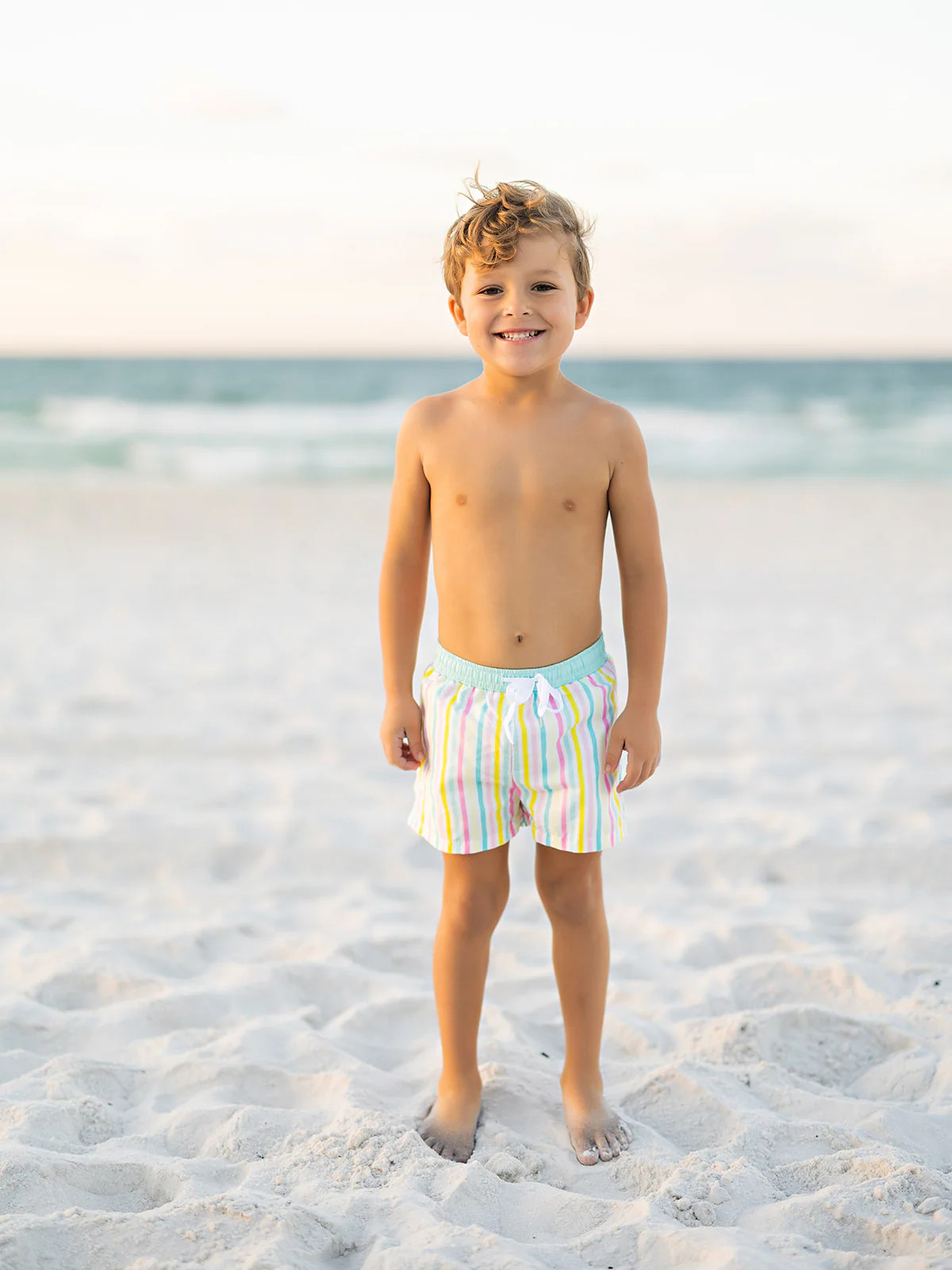 Pastel Stripes Boys Trunks | The Oaks Apparel Company