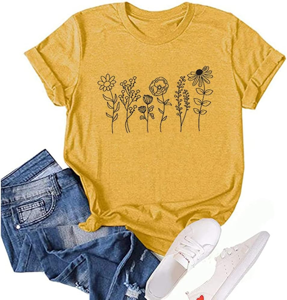 Dandelion Graphic T Shirt Women Wildflower Make a Wish Vintage Tees Top Funny Summer Short Sleeve... | Amazon (US)