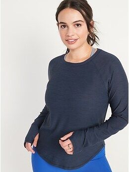 Long-Sleeve Breathe ON Slub-Knit T-Shirt for Women | Old Navy (US)