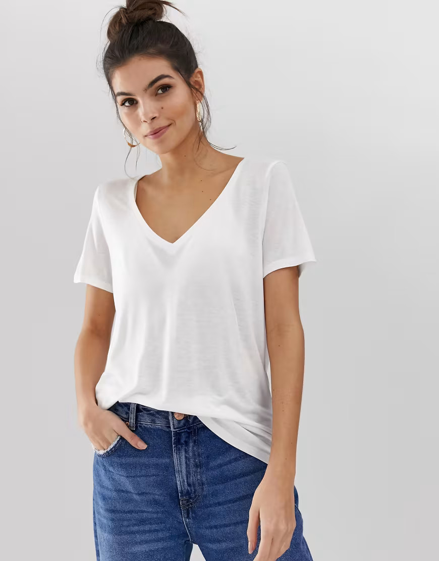 ASOS DESIGN v-neck t-shirt with short sleeves in white | ASOS (Global)