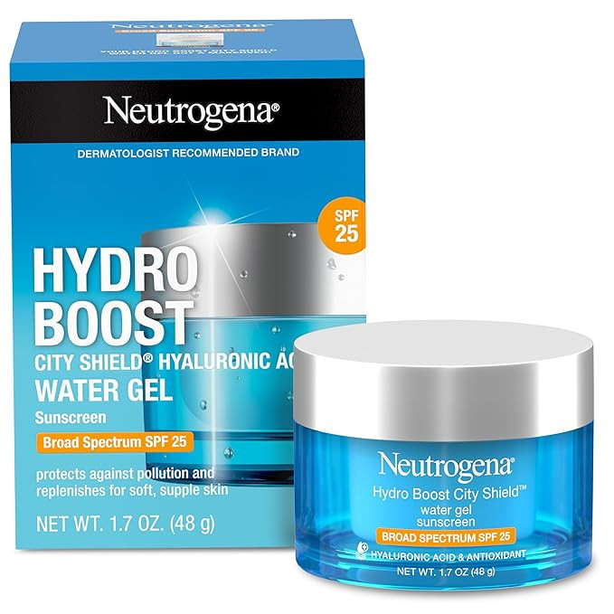 Neutrogena Hydro Boost City Shield Water Gel, Face Moisturizer with SPF 25, Hydrating Sunscreen f... | Amazon (US)